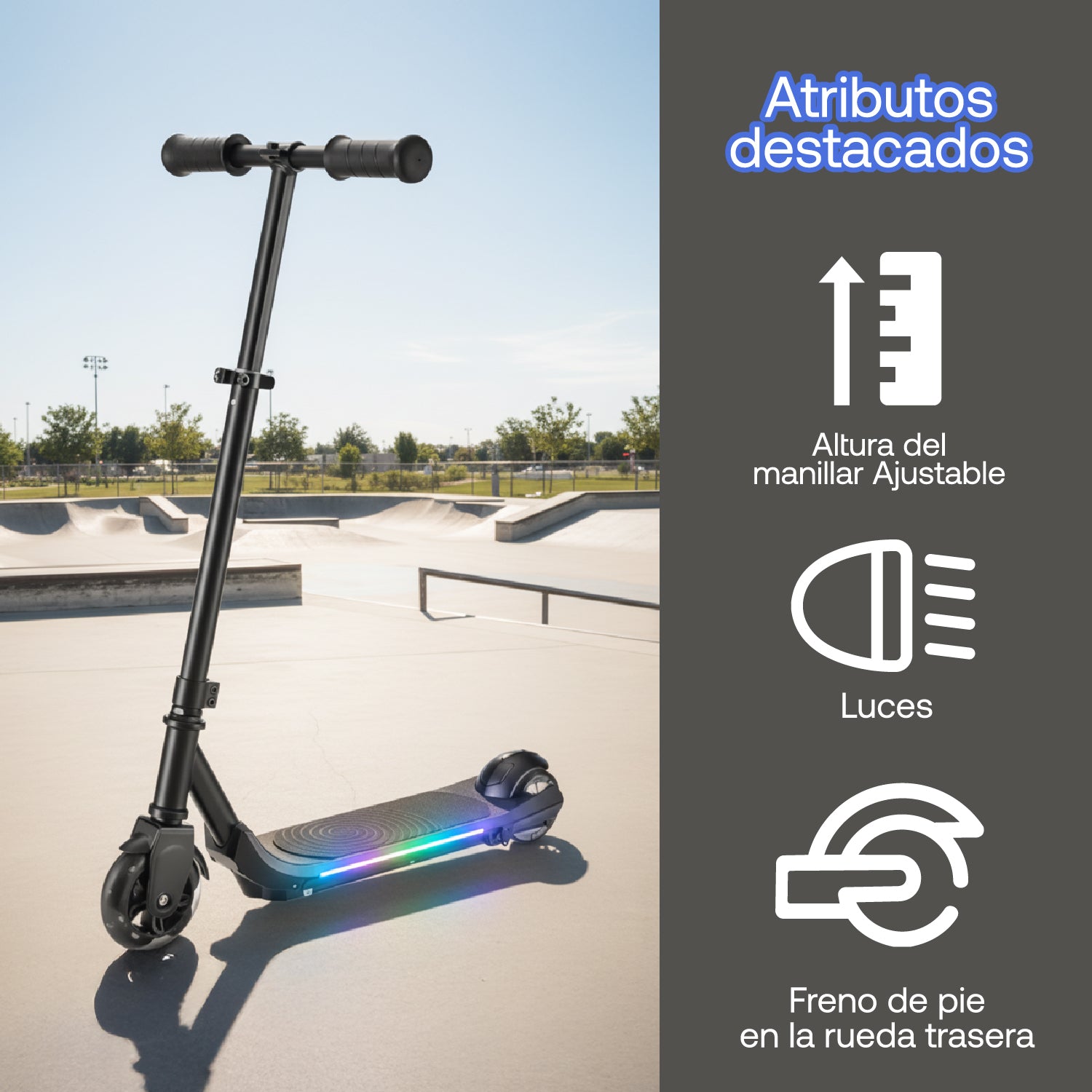 Monopatín Eléctrico Plegable E-Scooter 60W 24V2000mah Negro