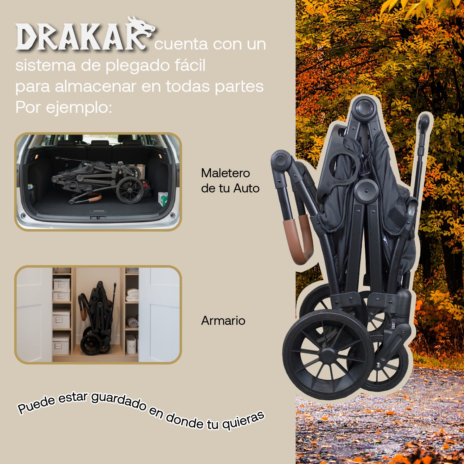 Coche y Carro de Paseo Doble Wagon Drakar Negro