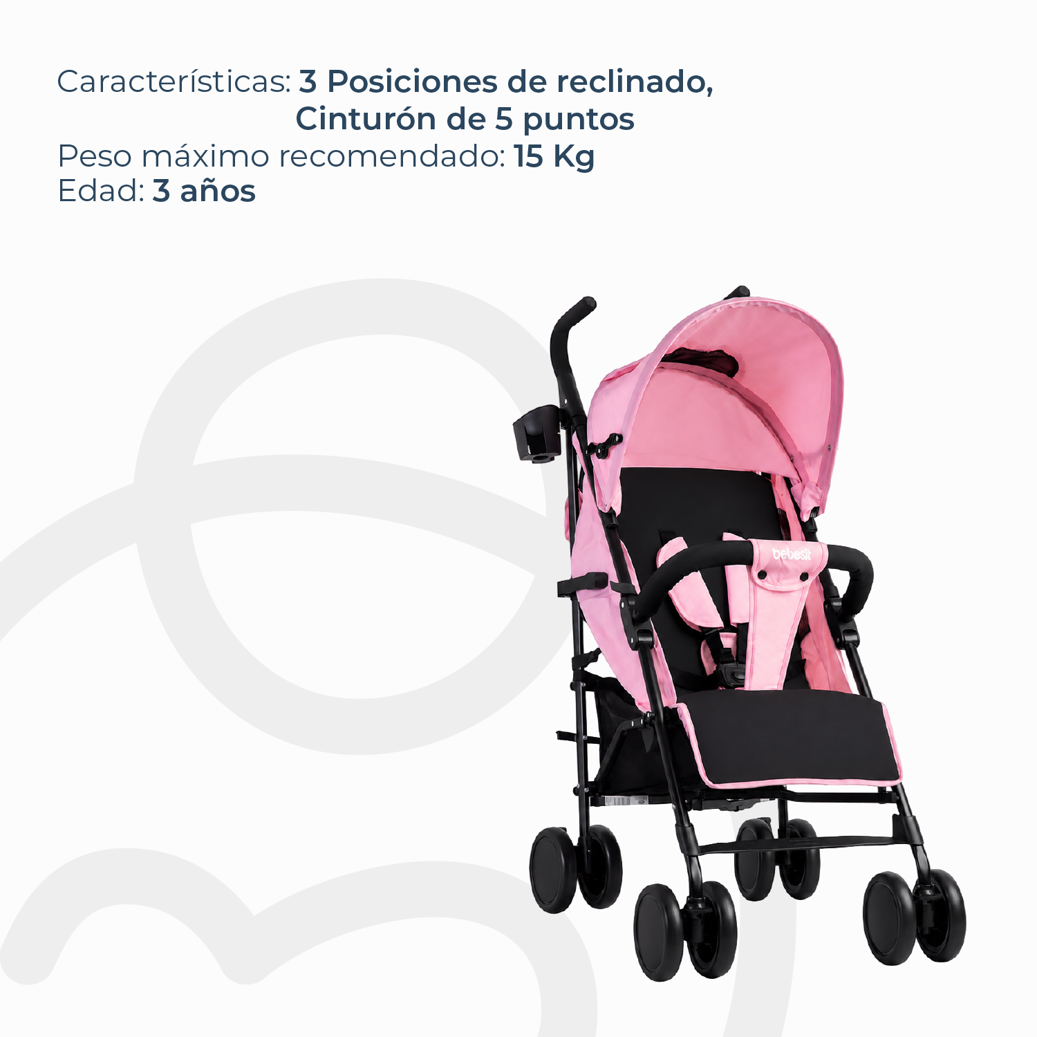 Coche Paragua Kronos Rosado Bebesit