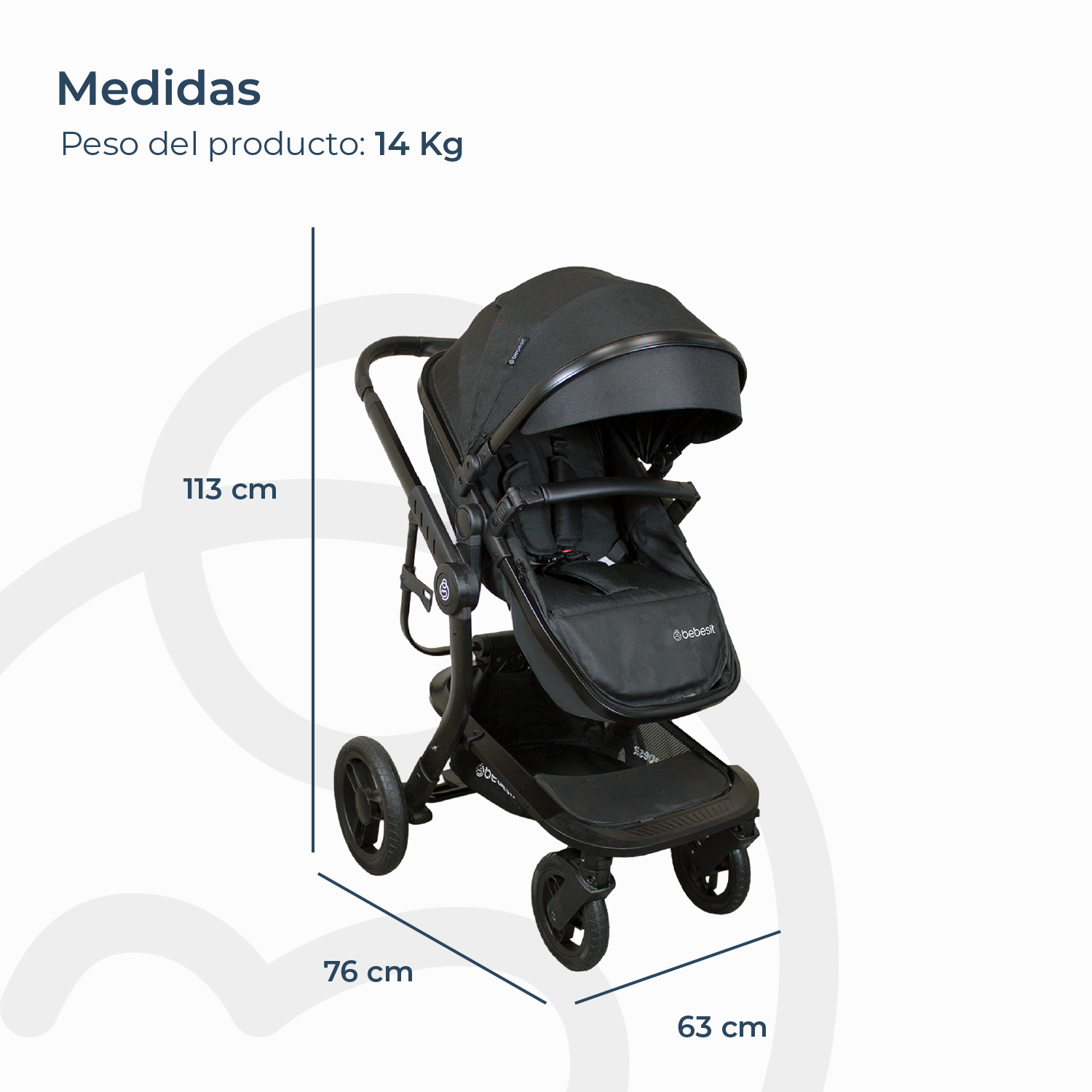 Coche Cuna travel system Taurus Negro