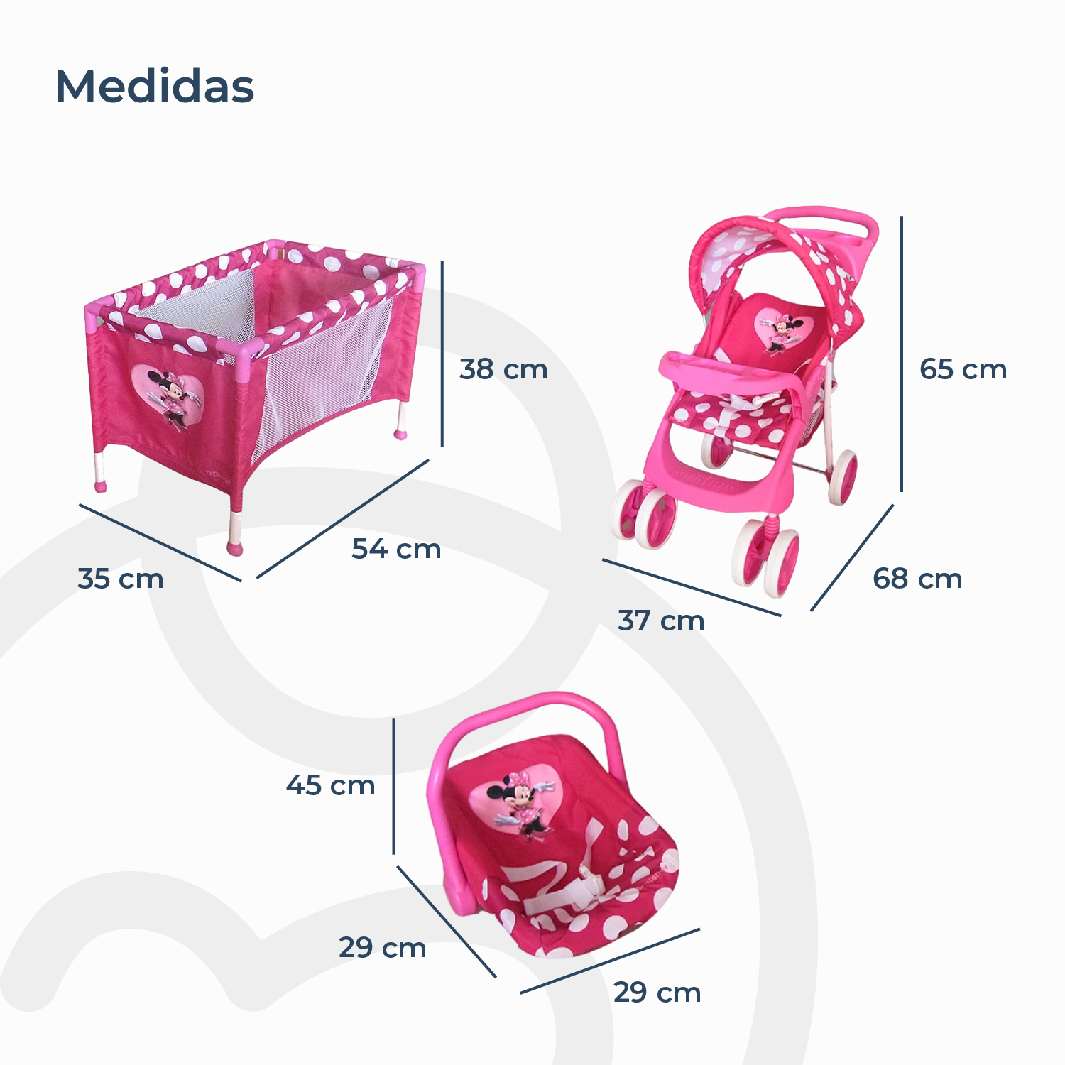 Juguete Muñeca Coche travel con cuna  Minie