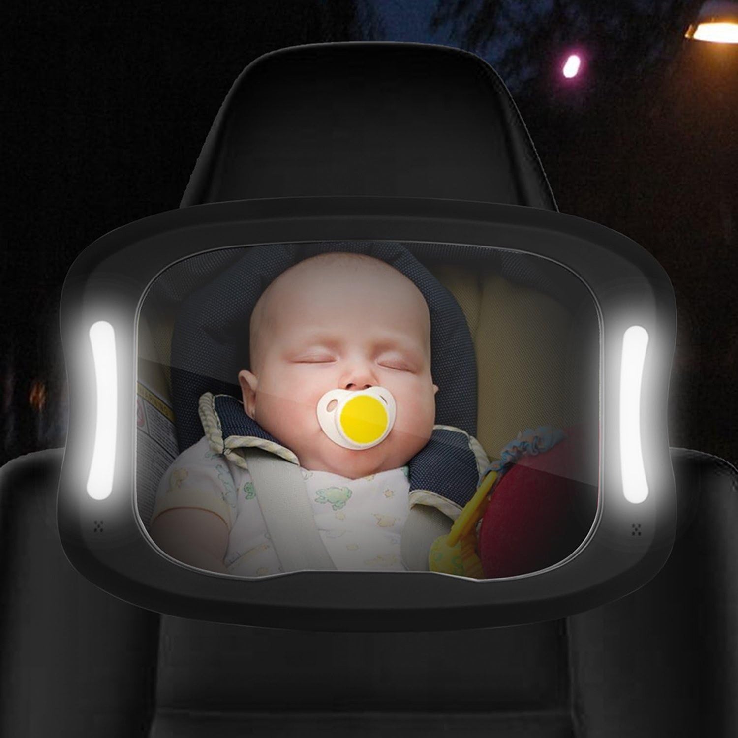 Espejo Luces LED auto ajustable Bebe testeado en accidentes