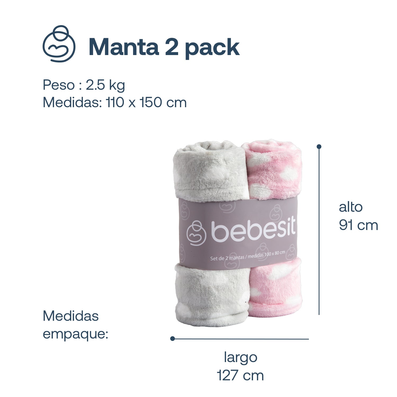 Pack 2 Mantas  Bebe Hipoalergénica 110*150 cm Rosa