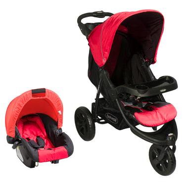 Coche Travel System Fox Negro con Rojo