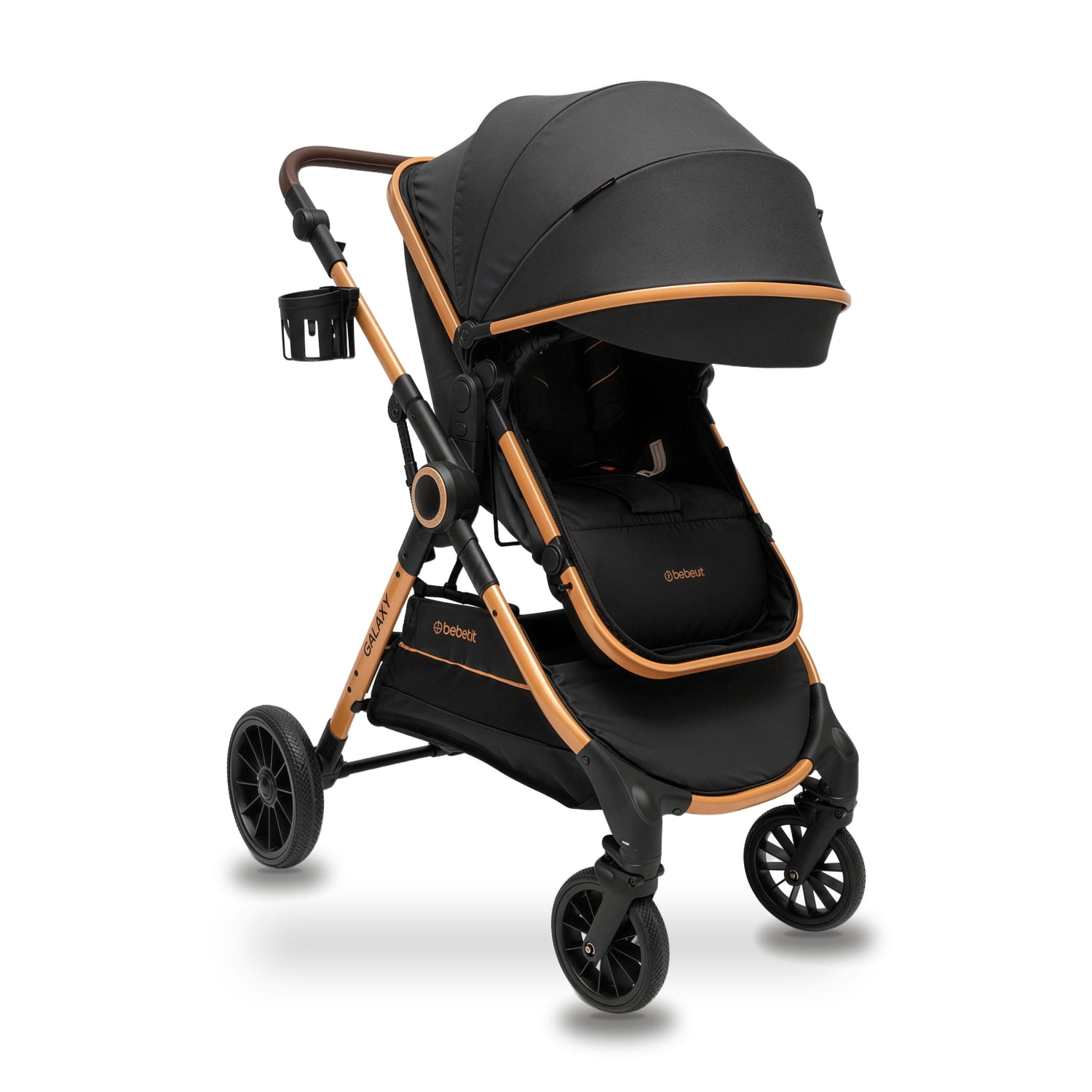 Coche Cuna Travel System Galaxy Isofix Gold Negro