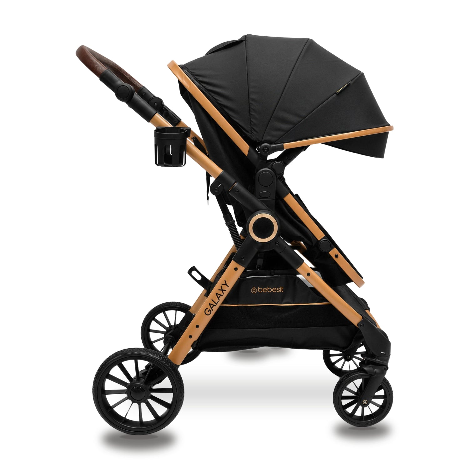 Coche Cuna Travel System Galaxy Isofix Gold Negro