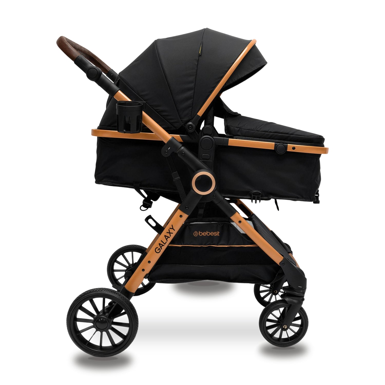 Coche Cuna Travel System Galaxy Isofix Gold Negro