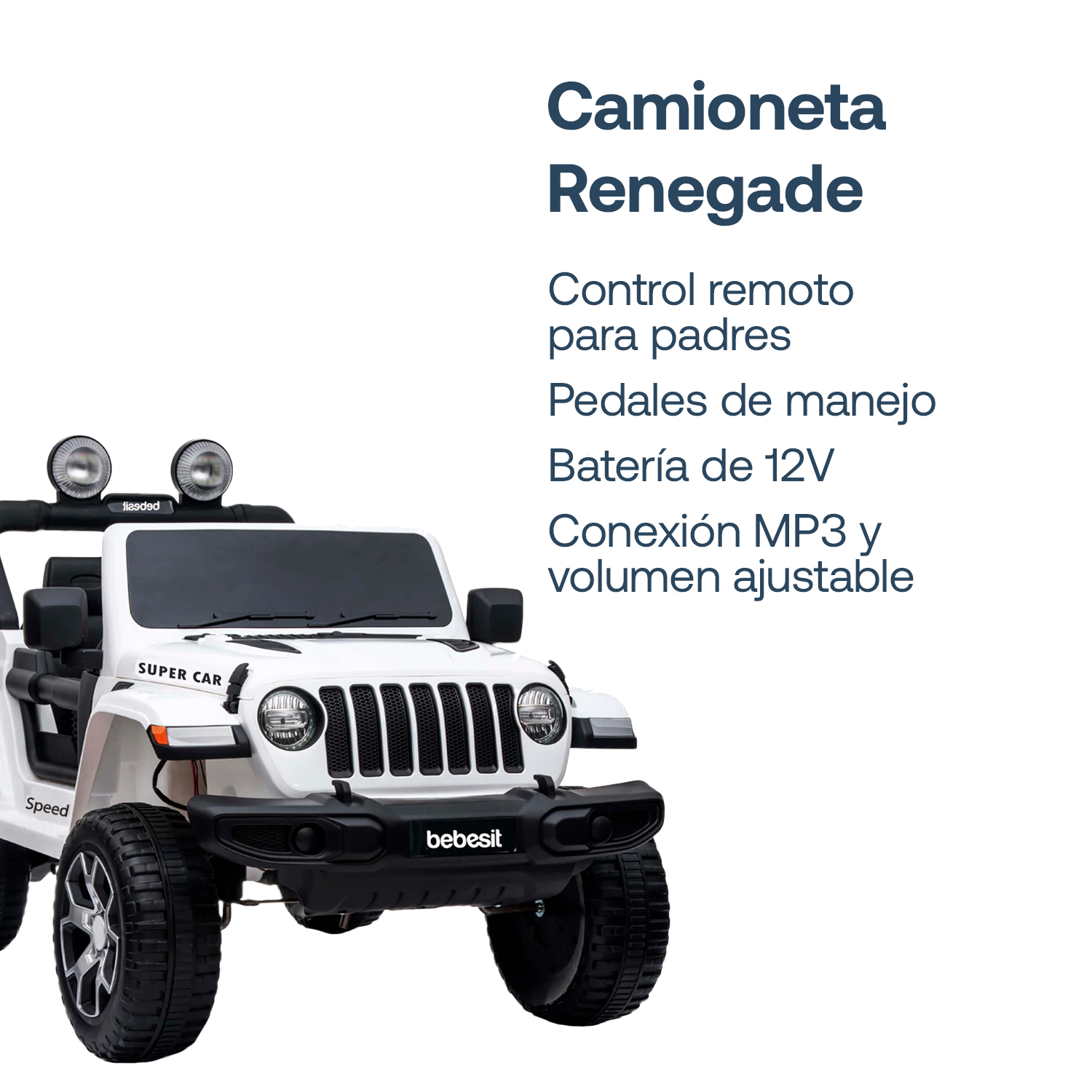 Camioneta Eléctrica Renegade Blanco Bebesit