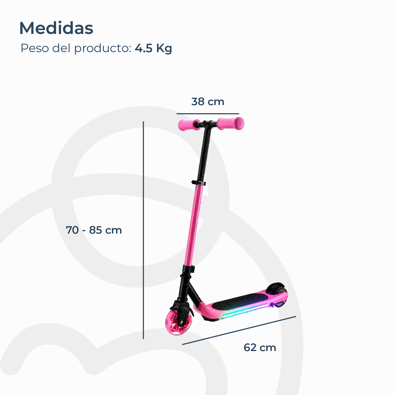 Monopatín Eléctrico Plegable E-Scooter 60W 24V2000mah Rosado