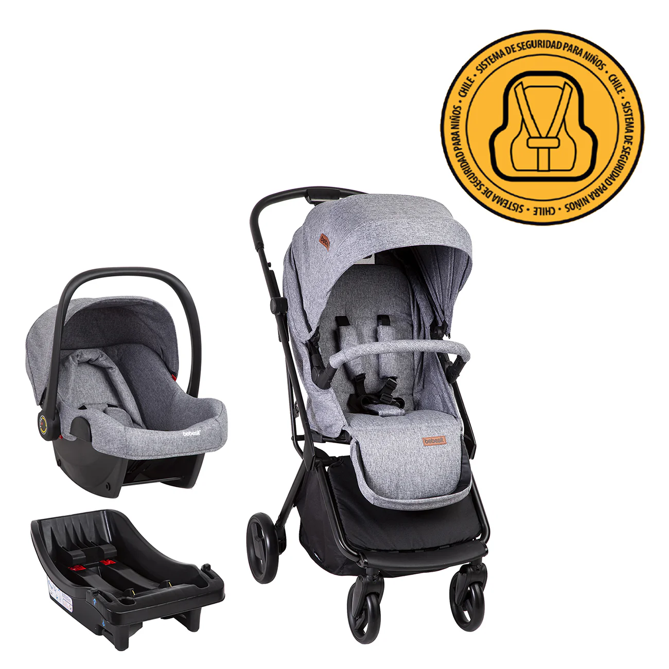 Coche Cuna travel system Swift 360 Gris