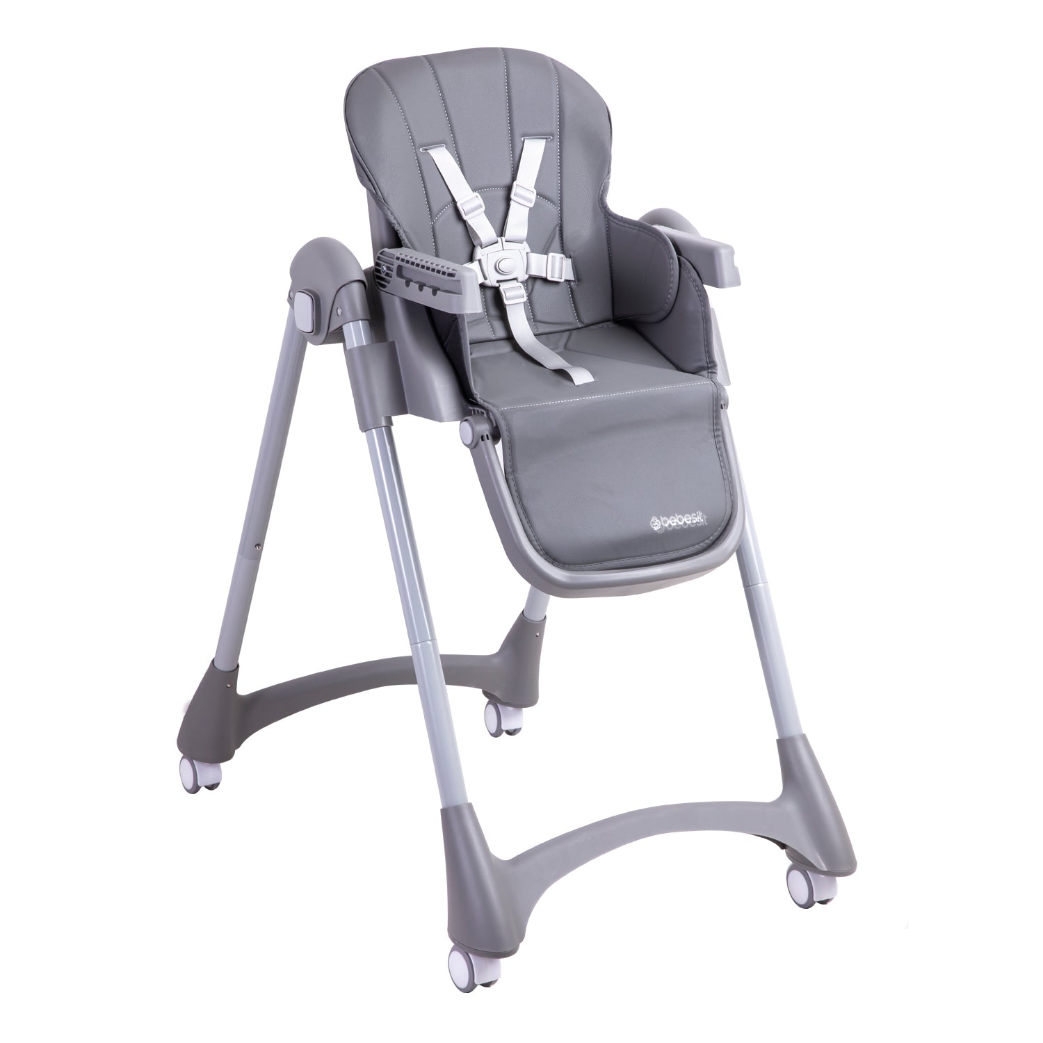 Silla de Comer Bebe Reclinable Plegable Easy Eat Gris