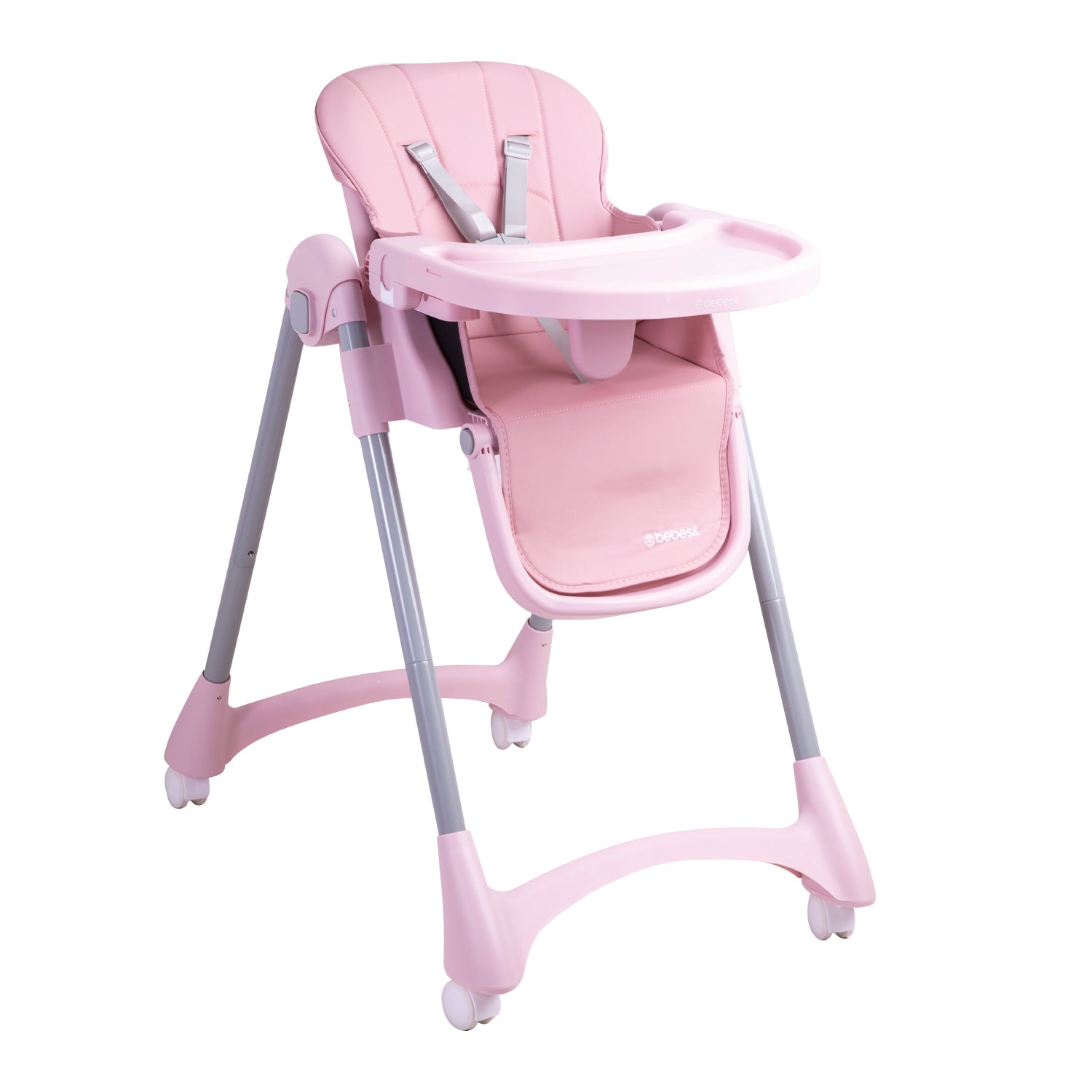 Silla de Comer Bebe Reclinable Plegable Easy Eat Rosada