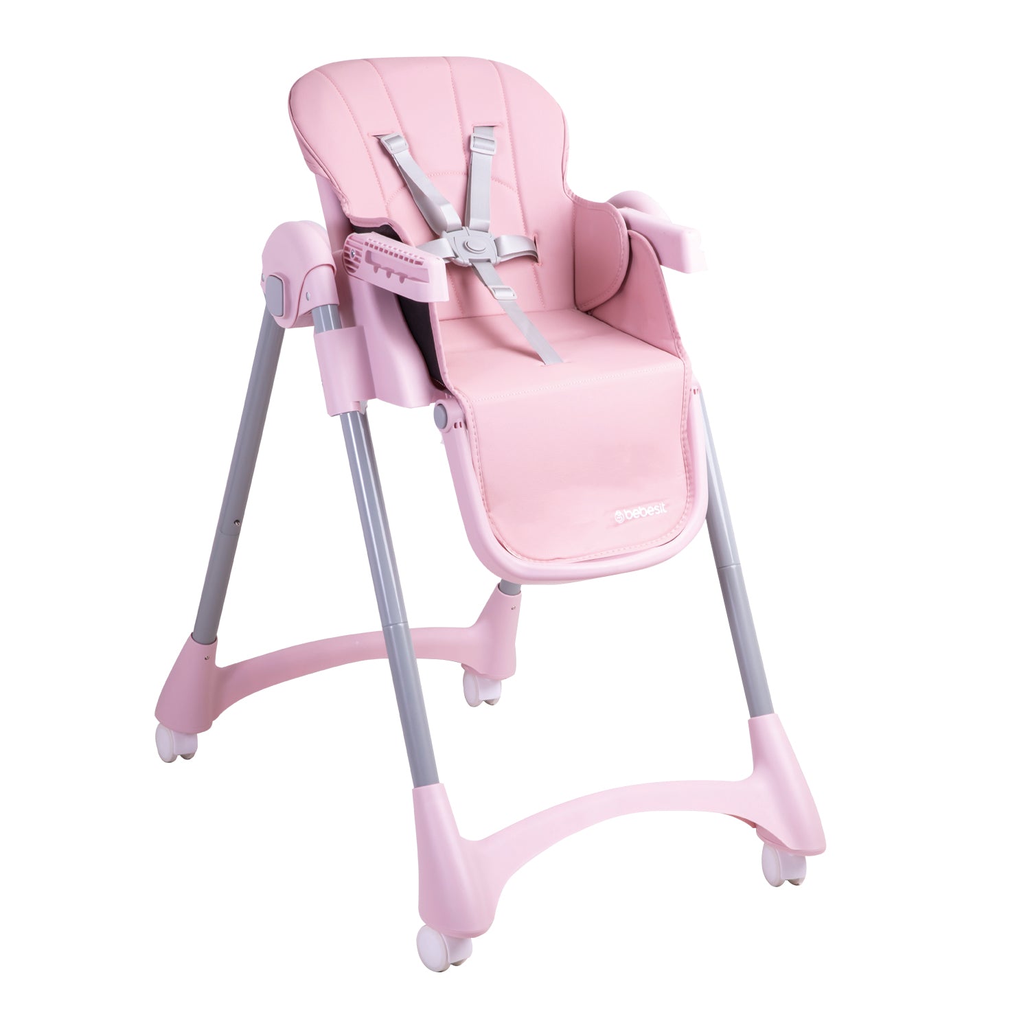 Silla de Comer Bebe Reclinable Plegable Easy Eat Rosada